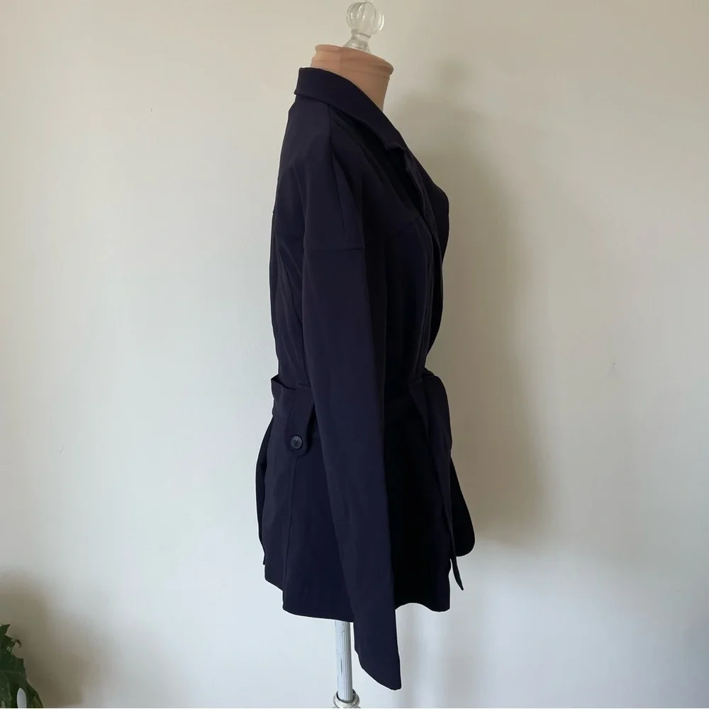 Derek Lam Collective Belted Cardigan Navy Blue Crepe Jacket Size IT 42/US 6